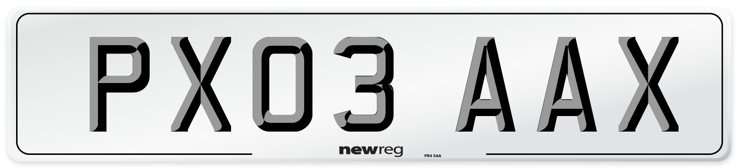 PX03 AAX Number Plate from New Reg